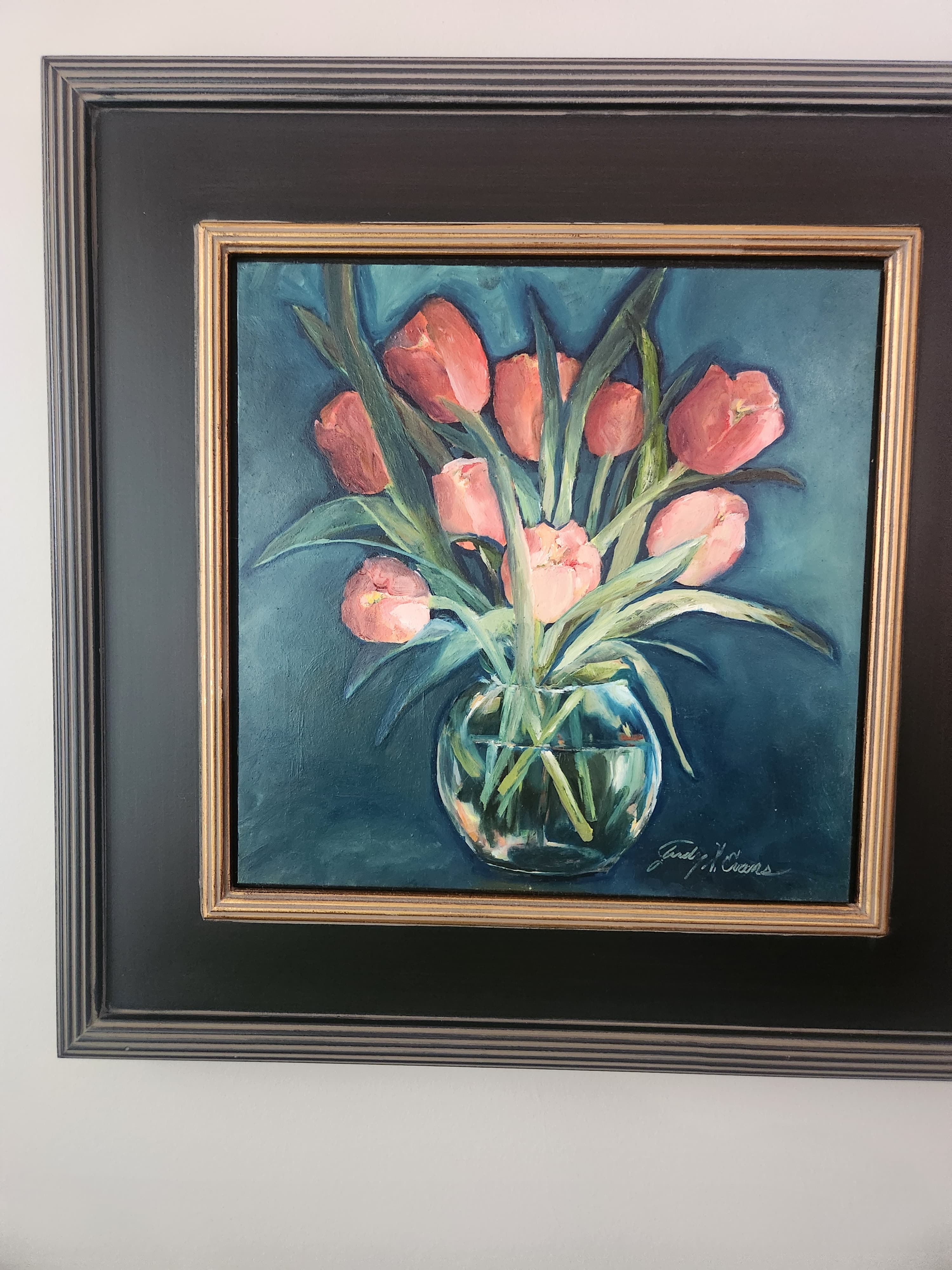 Pink Tulips, Glass Vase